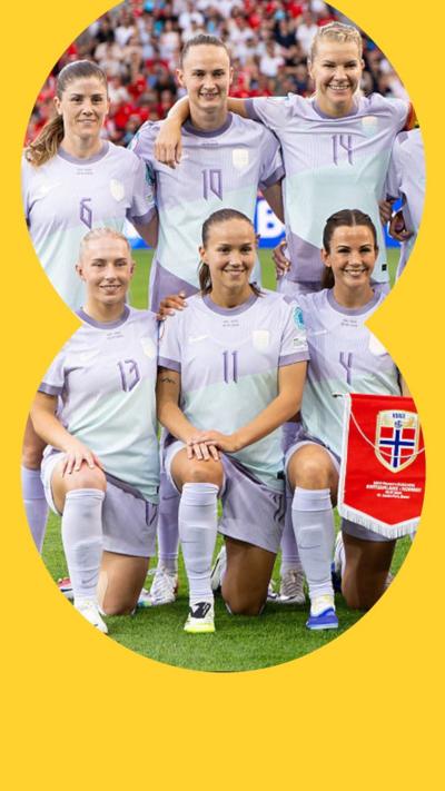 Norway's women's team featuring their wonky shirt numbers.