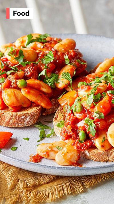 Butter beans and peas on sourdough toast