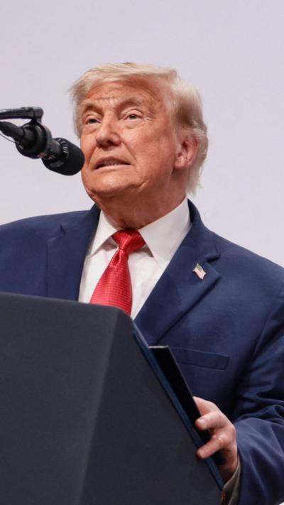 Trump speaking during press conference