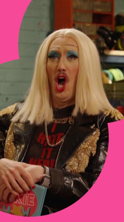 A drag queen with shoulder-length shouts