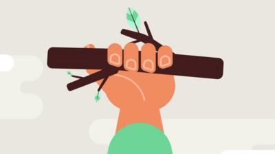 Illustraion of a hand holding a stick