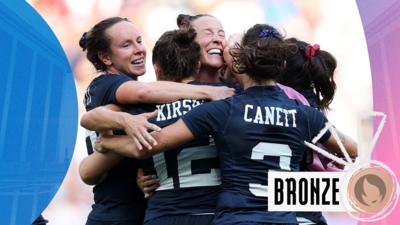 USA women's rugby sevens team celebrate