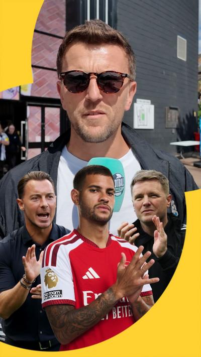 Newcastle fan with images of Bruno Guimaraes, Matthias Jaissle and Eddie Howe