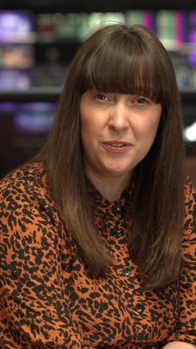 Nicola Bryan, who has brown hair and a fringe