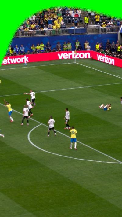 Lucas Paqueta getting hit in the face with the ball