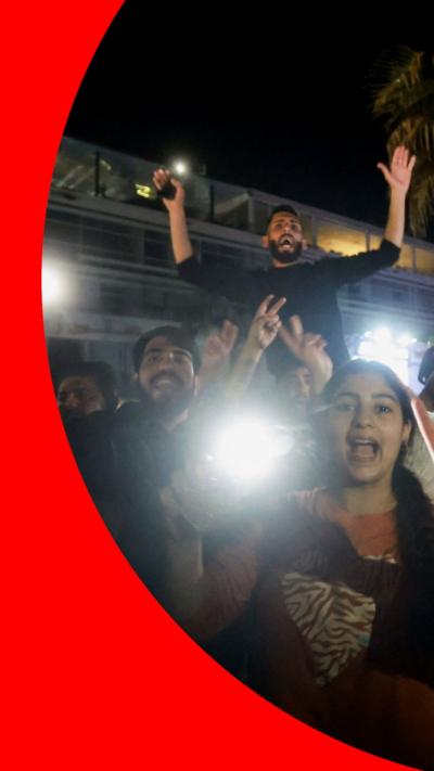 Celebrations during the night in Sidon, Lebanon 
