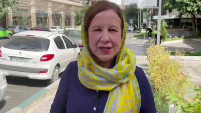 Lyse Doucet on a street in Tehran, Iran