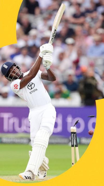 Jofra Archer mid-swing