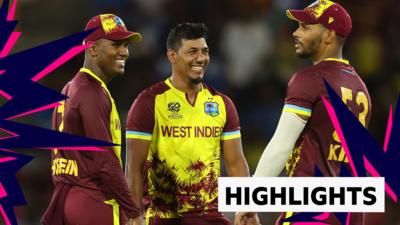 West Indies players celebrate during the win over Afghanistan