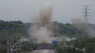 Road blows up in North Korea