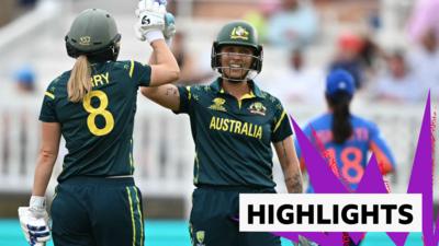 Australia batters Ellyse Perry and Ash Gardener celebrate