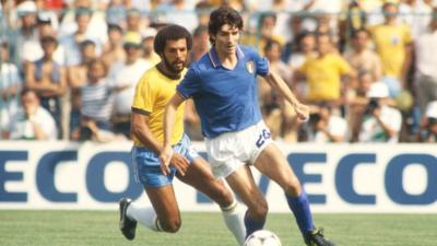 Italy's Paolo Rossi scores a hat-trick against Brazil in 1982