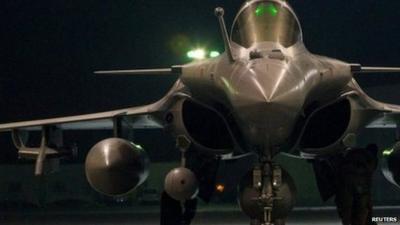 A French airforce Rafale fighter jet,