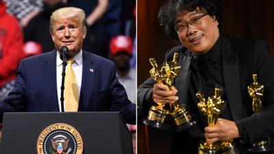 Composite image of Trump and Bong Joon Ho