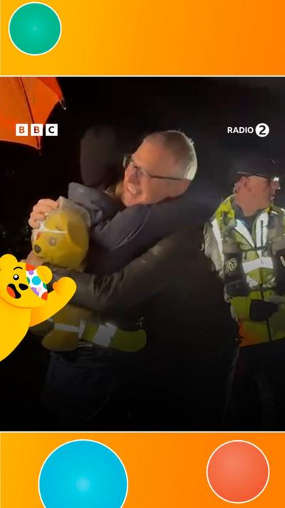 Sara Cox hugs Jeremy Vine