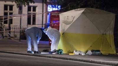 Police gather evidence at scene of attack