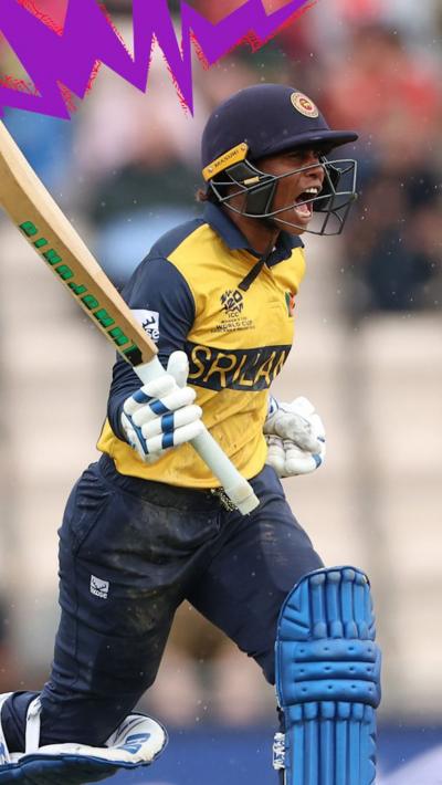 Nilakshi de Silva runs to celebrate Sri Lanka's victory