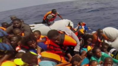 Italy's Coast Guard handles dozens of distress calls from migrants every day - in this case from 100 migrants who say they are at imminent risk of drowning.