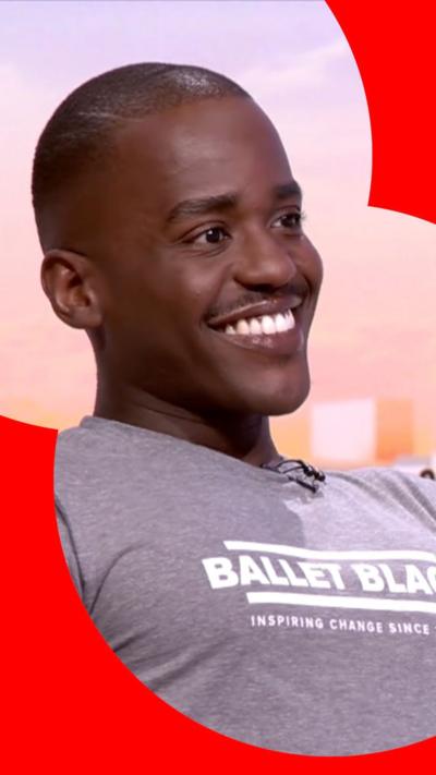 Ncuti Gatwa smiling in Laura Kuenssberg studio