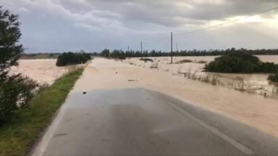 Flooded bridge