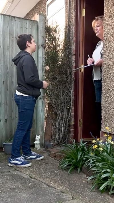 13-year-old Steven asking his neighbour to sign his petition