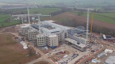 An aerial shot of Grange University Hospital