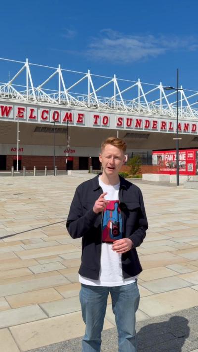 Andy outside Sunderland stadium