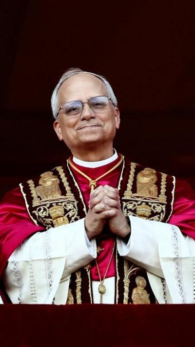 Pope Leo XIV with hands together
