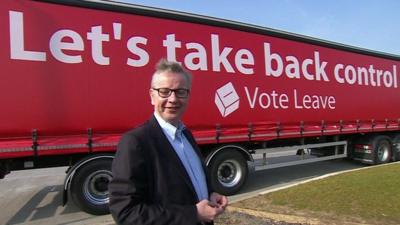 Michael Gove with campaign truck