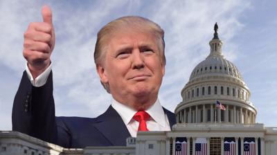 Donald Trump and US capitol building composite