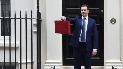 George Osborne presents the ministerial red box at 11 Downing Street on July 8, 2015.