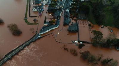 Pretty Crickhowell was left awash with muddy water