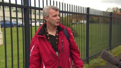 A Schaeffler worker outside the Llanelli plant