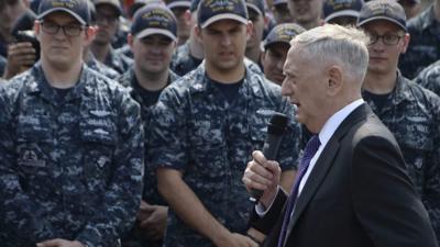 James Mattis speaks to troops in Ohio