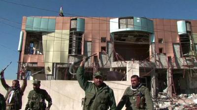 Kurdish Peshmerga fighters in Sinjar