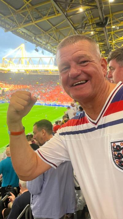 England fan Darren celebrates at a game