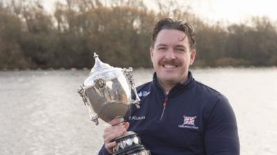 Ben Pritchard hold the BBC Cymru Wales Sports Personality of the Year 2025 trophy