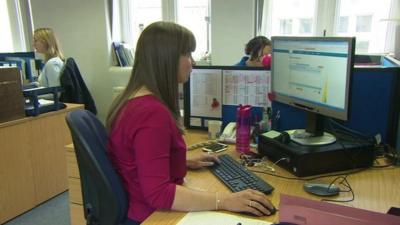 Woman sitting at work