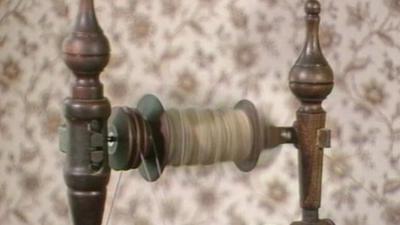 Dog hair thread on a spindle