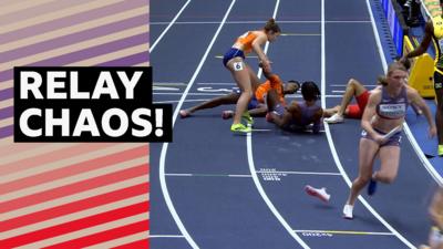Athletes collide in relay