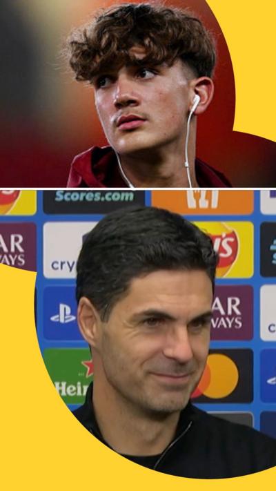 Splitscreen of Max Dowman and Mikel Arteta