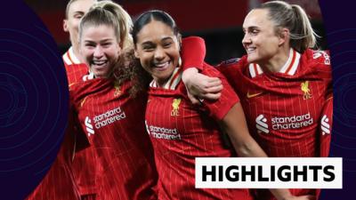 Olivia Smith (centre) celebrates with her Liverpool team-mates