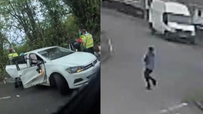 man running away from crash on CCTV