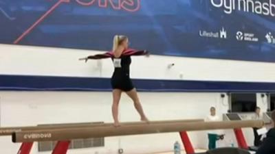 Suzy Kerfoot competes at the Adult British Gymnastic Championship