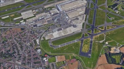 Aerial shot of Brussels airport