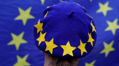 An EU flag hat.