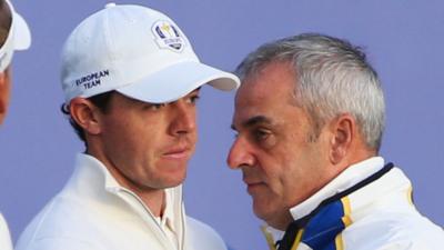 Rory McIlroy with Paul McGinley at the 2014 Ryder Cup