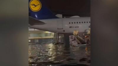 Flooding at Frankfurt airport.