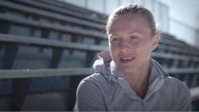 Yuliya Stepanova talking to the BBC