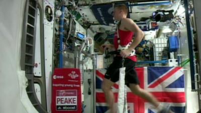 Tim Peake running in the ISS
